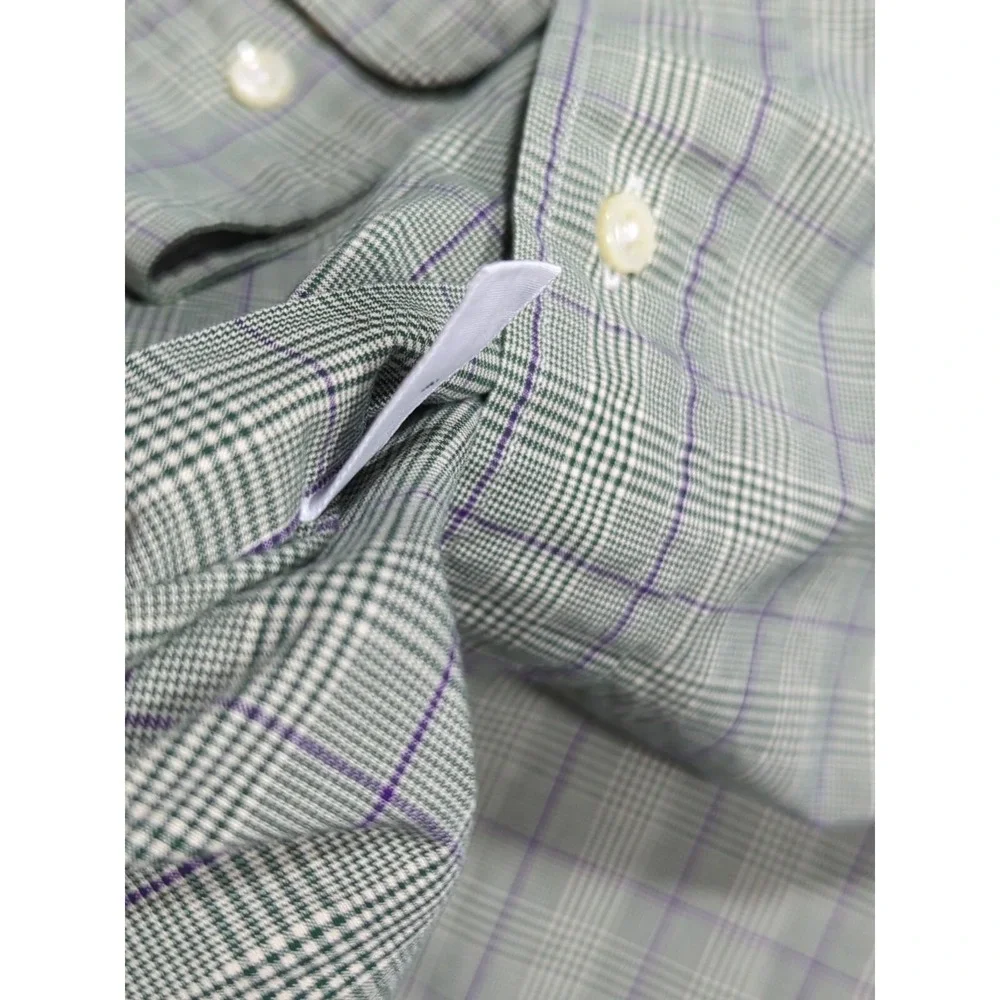 Vtg Blue Tag Polo Ralph Lauren‎ Long Sleeve Button Down Large Shirt Purple Green